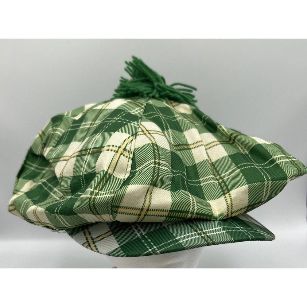 Elope Golf Hat Hidden Zipper Pocket Snap Brim Adjustable Checkered Green & White